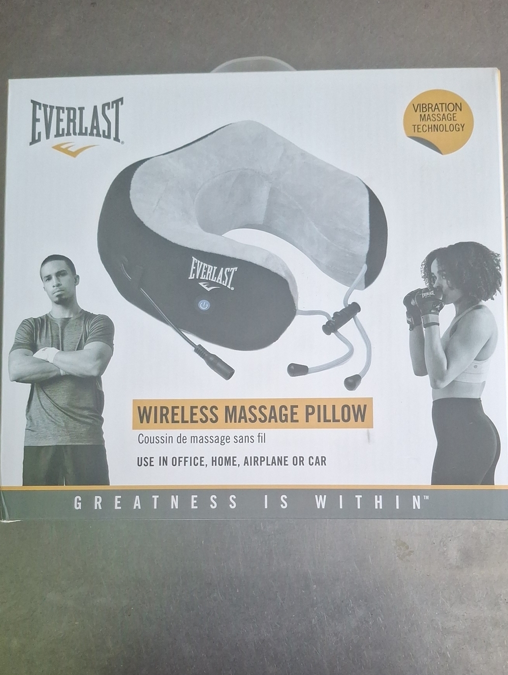 Everlast Neck Massage Pillow in Black and Gray